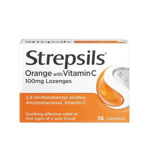 Strepsils Orange with Vitamin C 100mg – 36 Lozenges